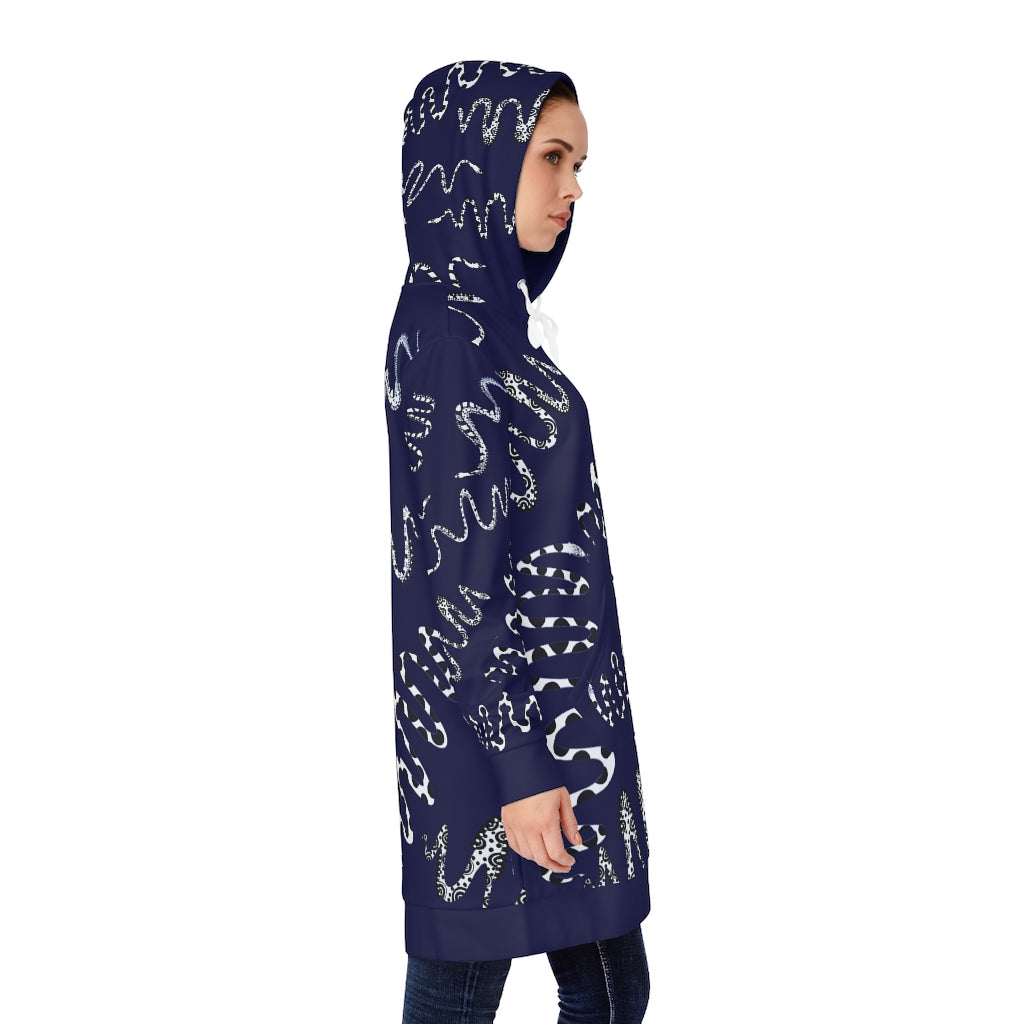 Ink Snake Print Hoodie Dress