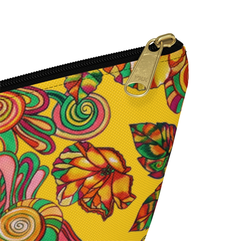 Yellow Artsy Floral Accessory Pouch