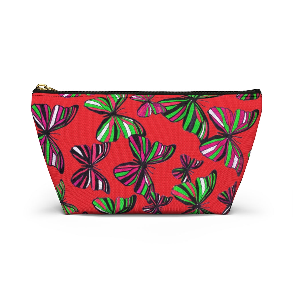 Butterflies Red Accessory Pouch