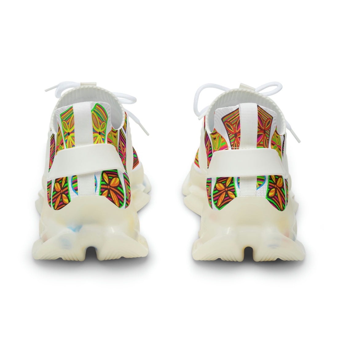 White Deco Print OTT Men's Mesh Knit Sneakers