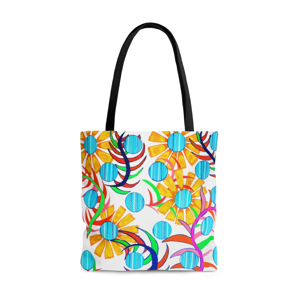 AOP The Sunflower Jet White Tote Bag