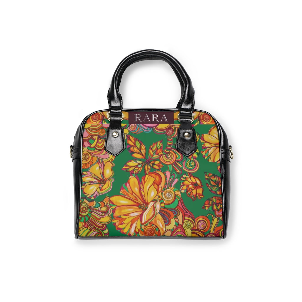 green floral print handbag