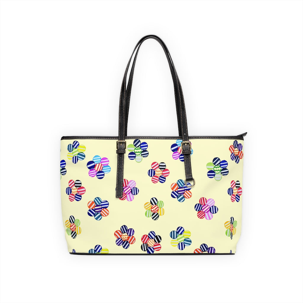 Cream Candy Florals PU Leather Shoulder Bag