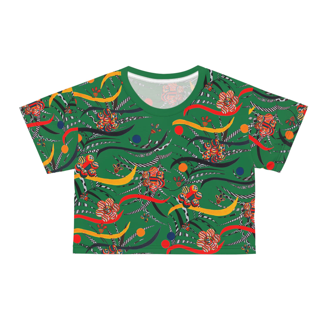 Dark Green Wilderness AOP Printed Crop Tee