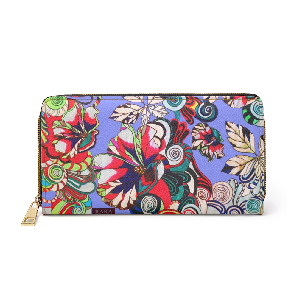 very peri graphic floral pop wallet