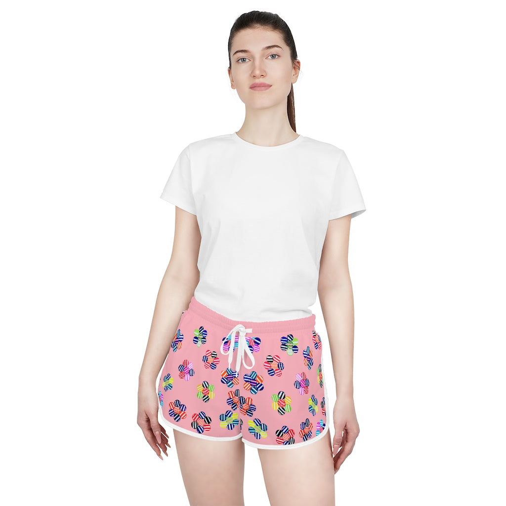 blush floral print gym shorts for women