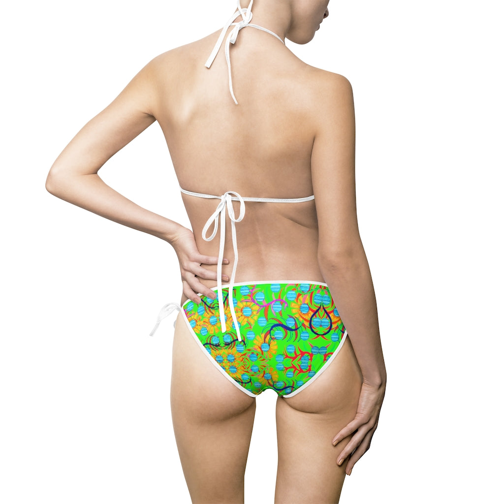 Neon Green Sunflower Bikini