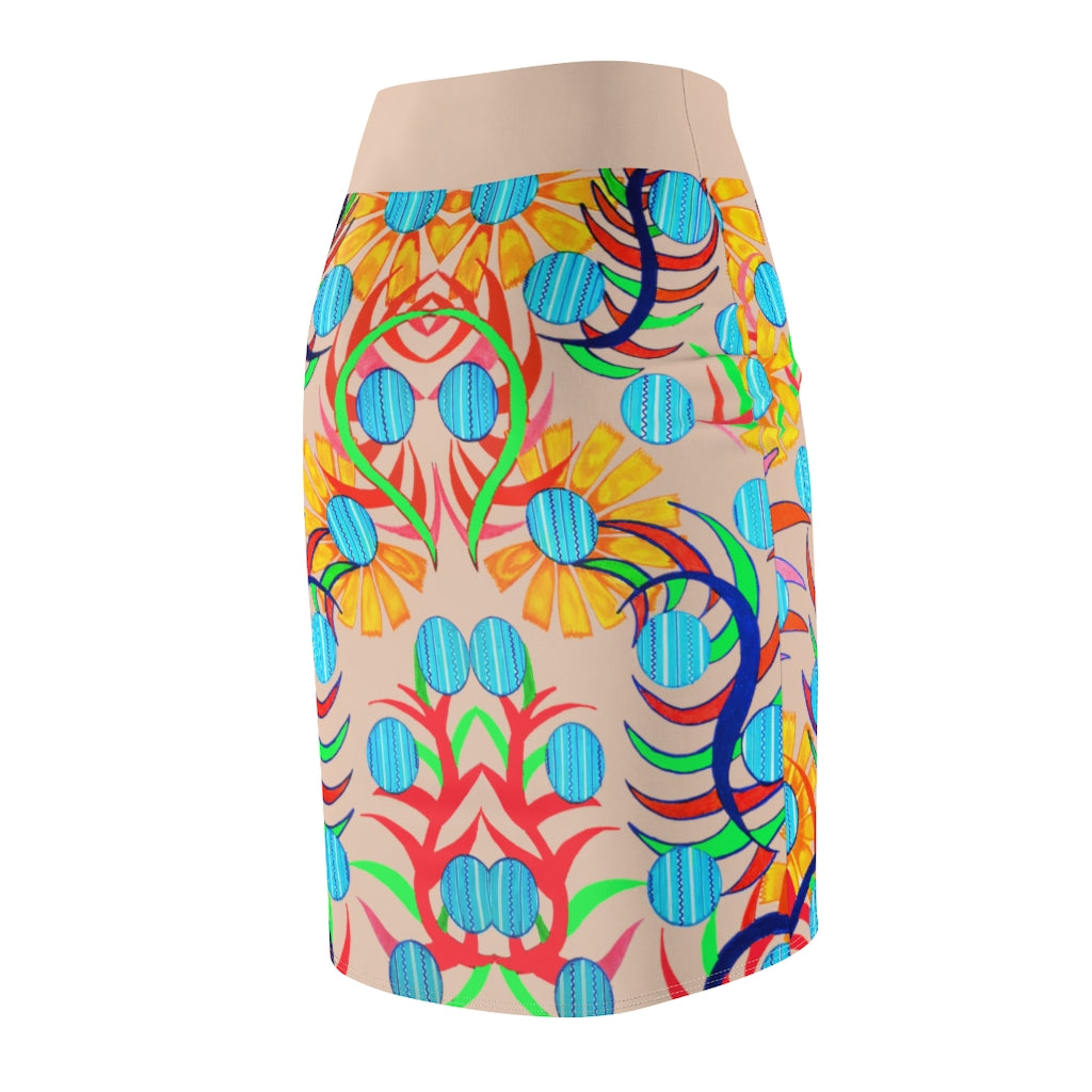 Sunflower Nude Pencil Skirt