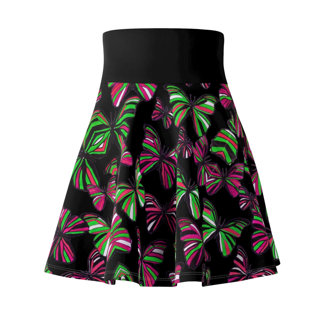 black  butterfly print skater skirt 