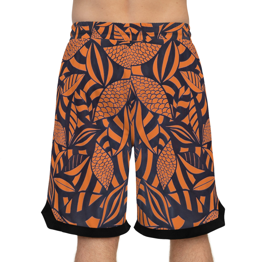 Peach Tropical Minimalist Basketball Rib Shorts (AOP)