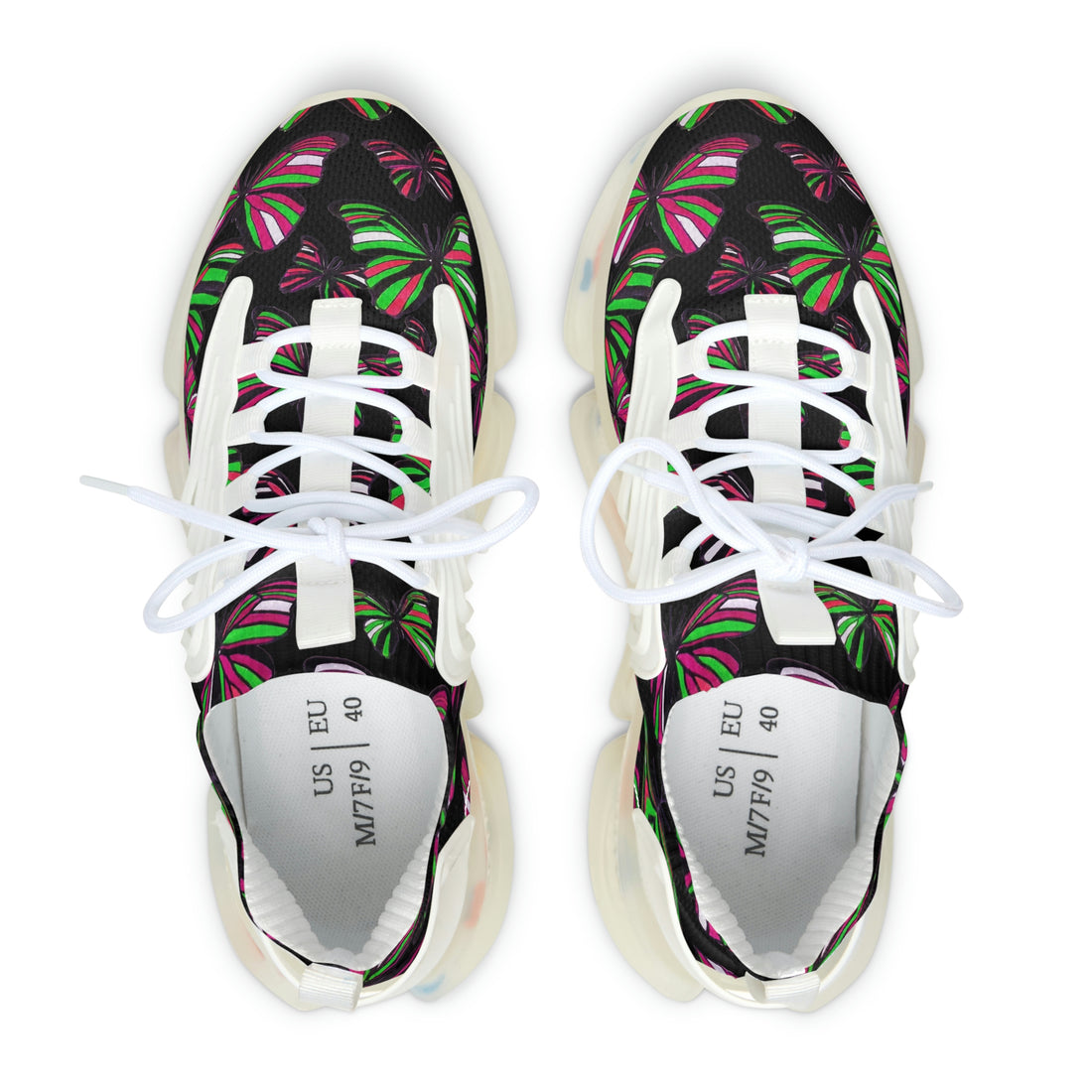 black butterfly print women's mesh knit sneakers