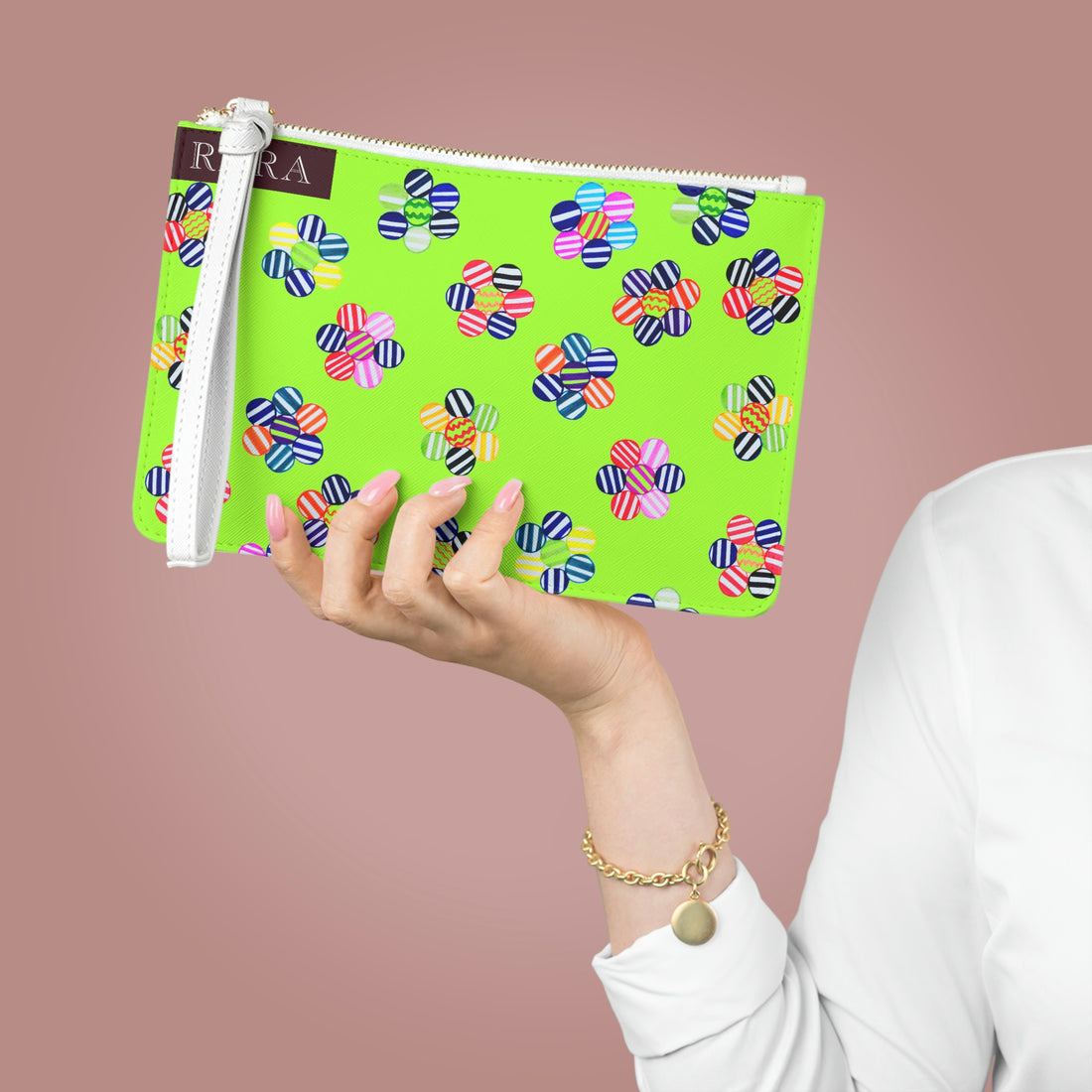 Lime Green Candy Florals Clutch Bag