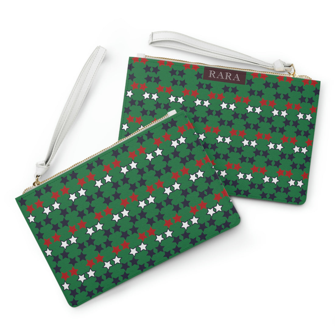 Green Star Print Clutch Bag