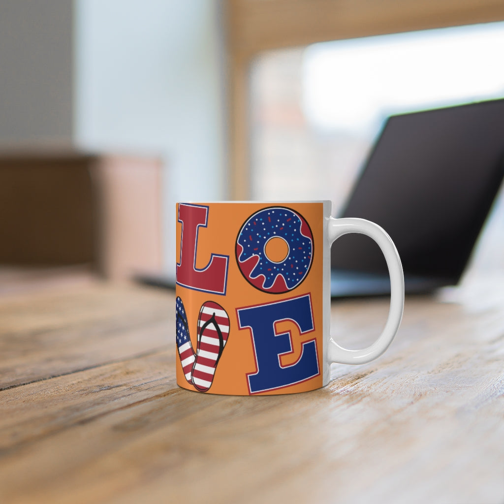 LOVE Ceramic Peach Mug 11oz