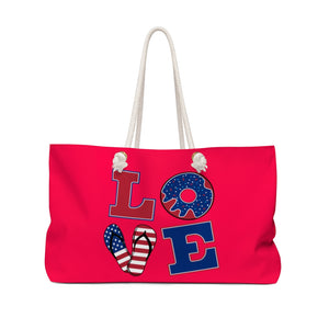 American Love Neon Red Weekender Bag