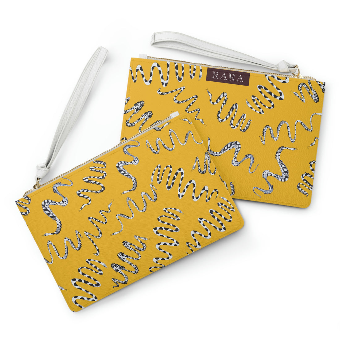 Yellow Snake Print Clutch Bag