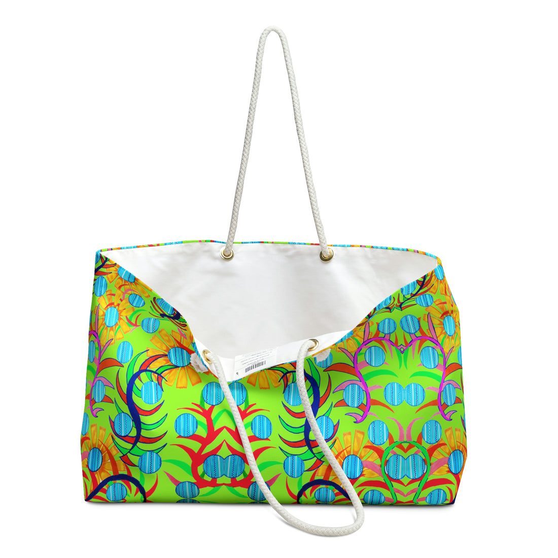 Lime Sunflower Weekender Open Beach Tote Bag