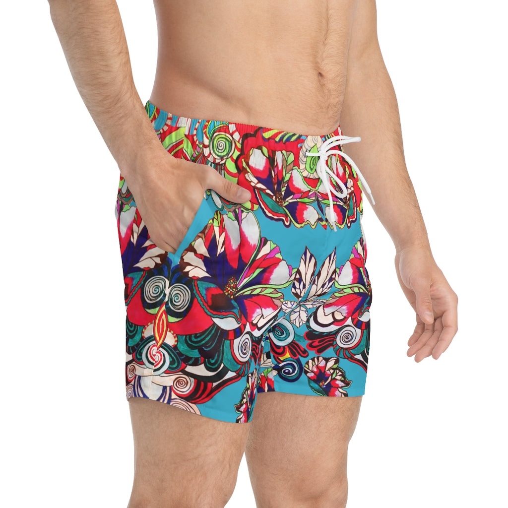 Aqua Graphic Floral Pop Men's Swimming Trunks