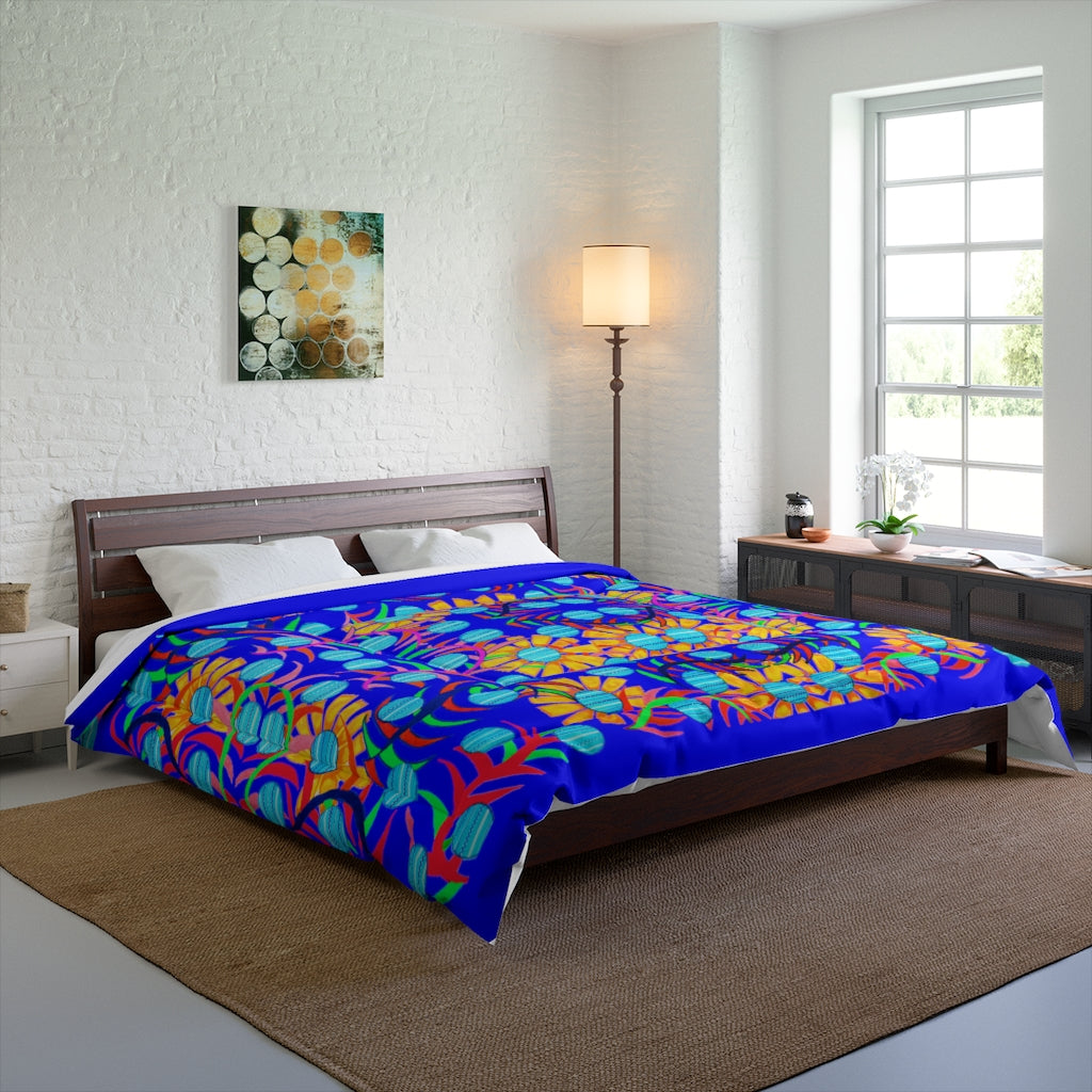 Sunflower Bloom Electric Blue Comforter