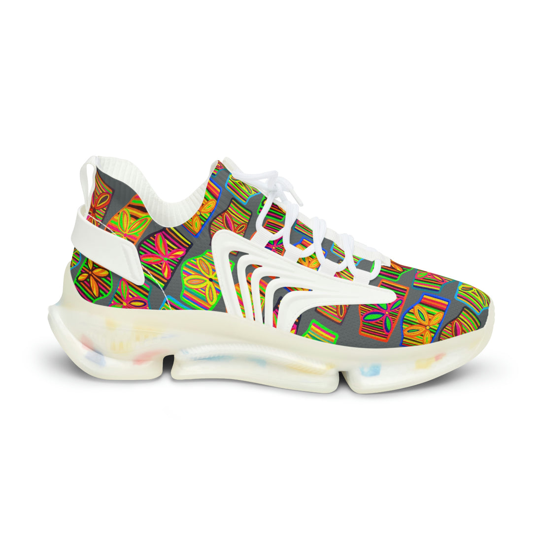 Ash Grey Deco Print OTT Men's Mesh Knit Sneakers