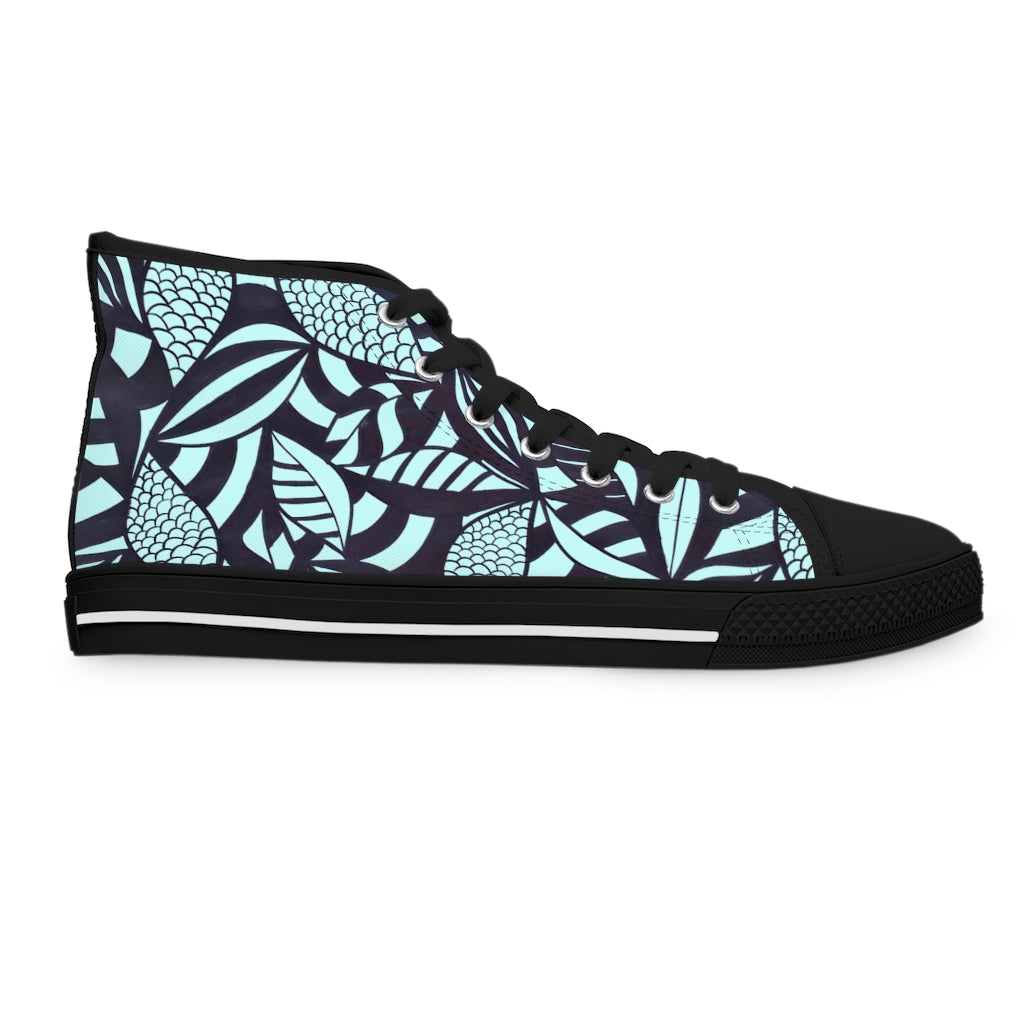 icy tropical print hightop women's sneakers