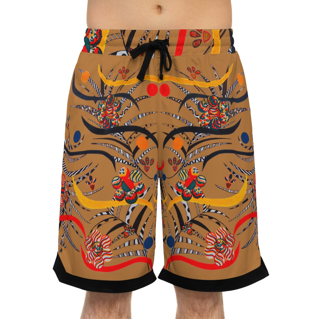 tussock animal & floral print basketball shorts