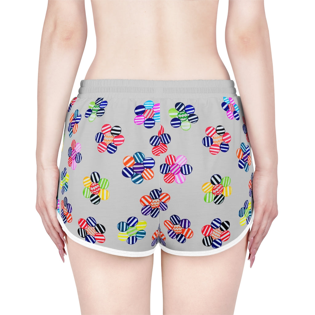 slate geometric floral print women's lounge shorts