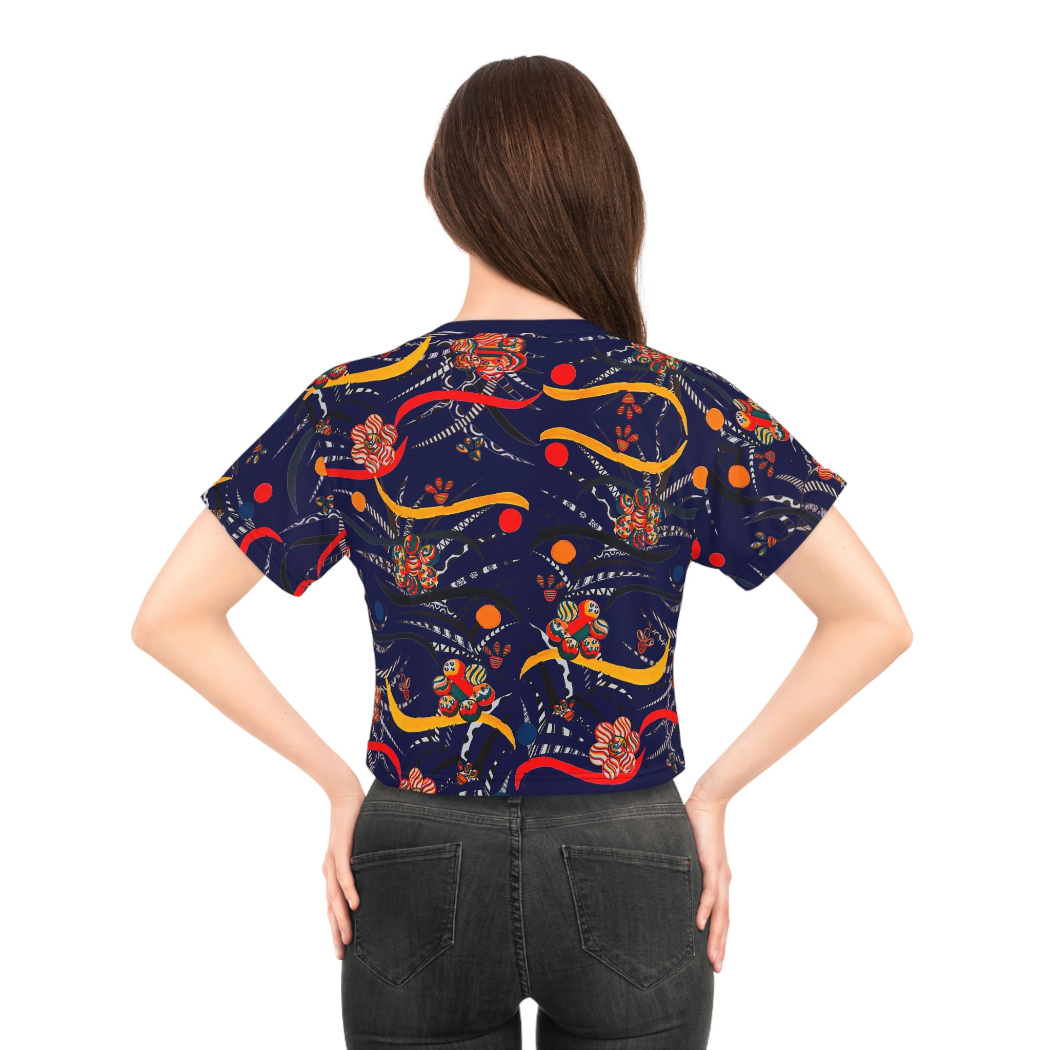 ink floral cropped t-shirt