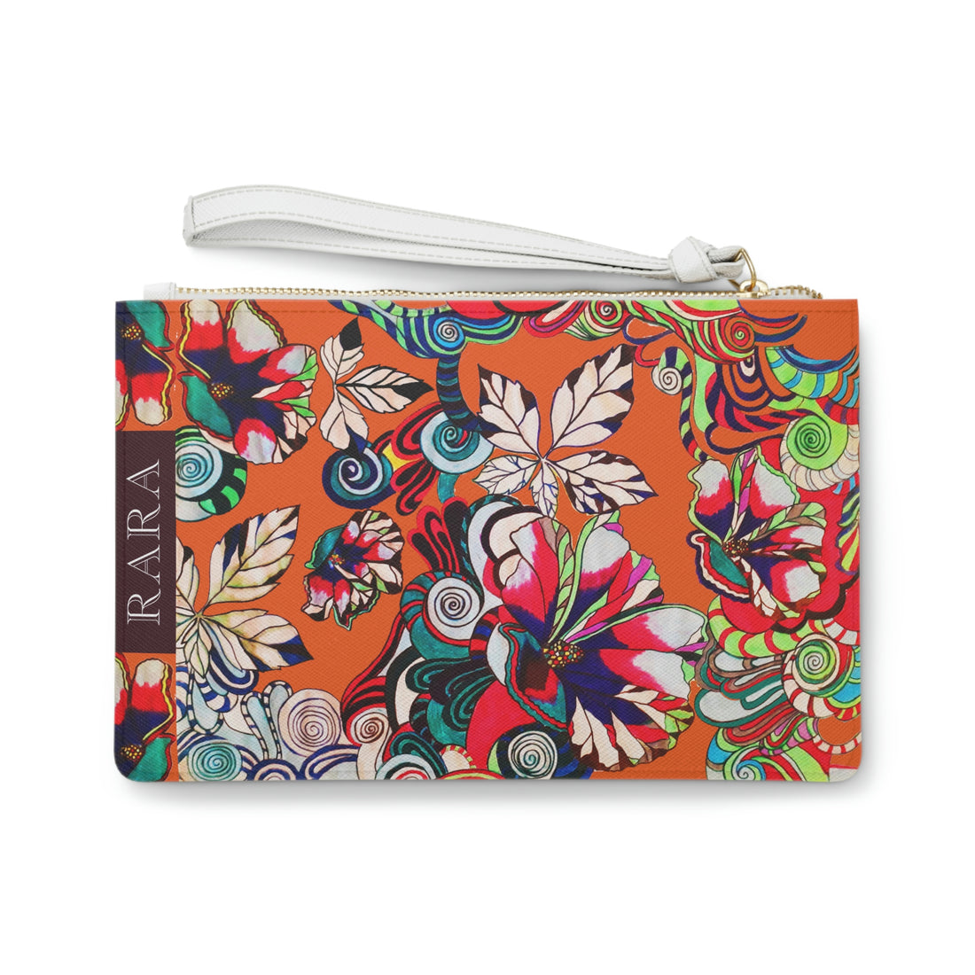 Orange Floral Pop Clutch Bag