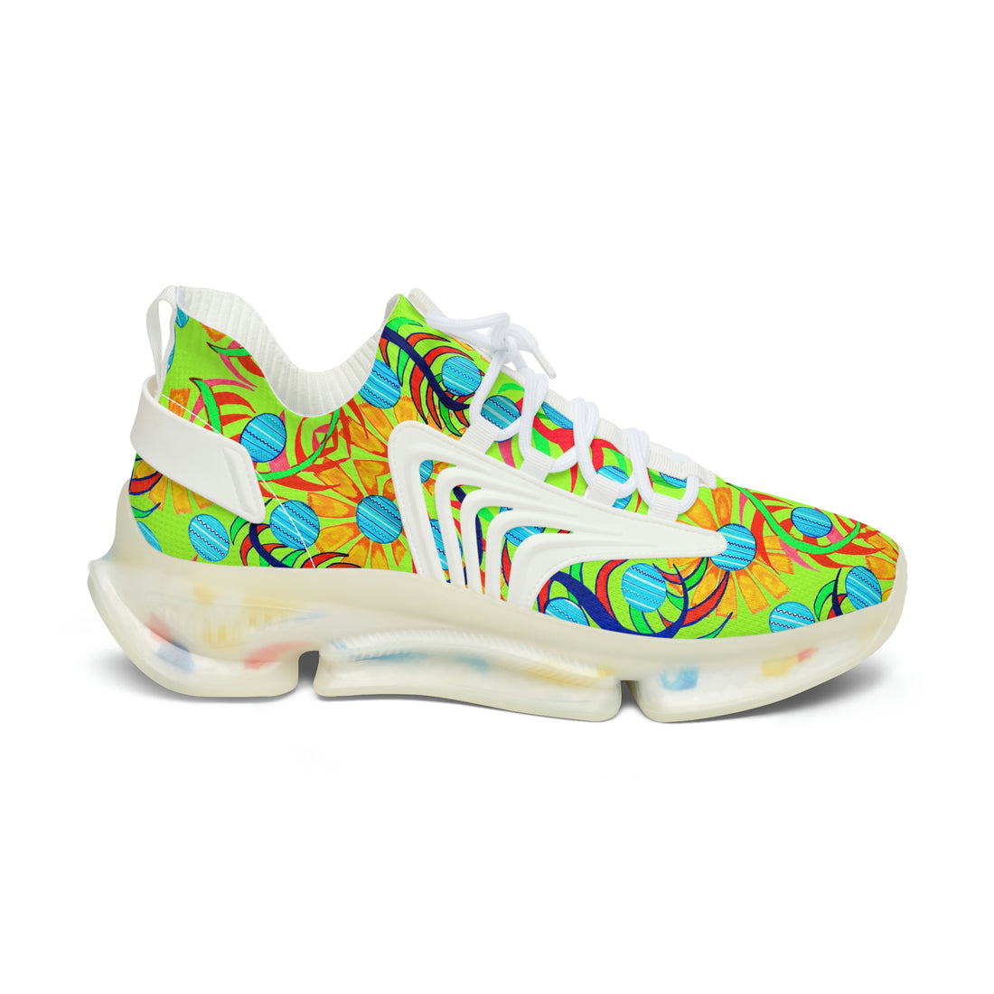 Lime Sunflower Printed OTT Women's Mesh Knit Sneakers