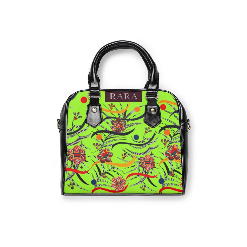 lime green animal & jungle print handbag
