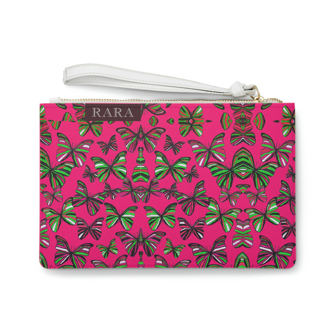 Hot Pink Butterfly Print Clutch Bag