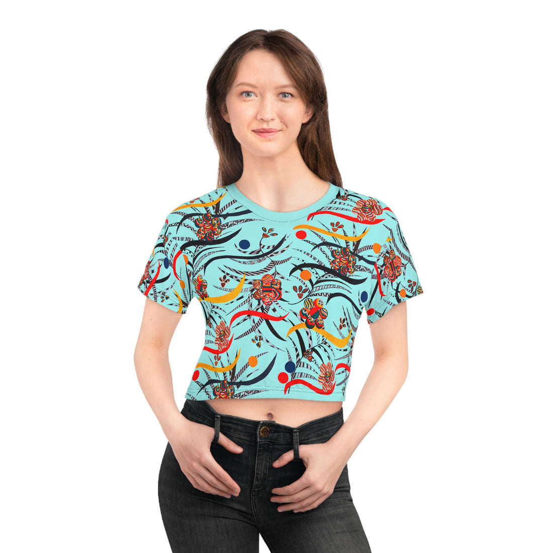 Icy Blue Wilderness AOP Printed Crop Tee