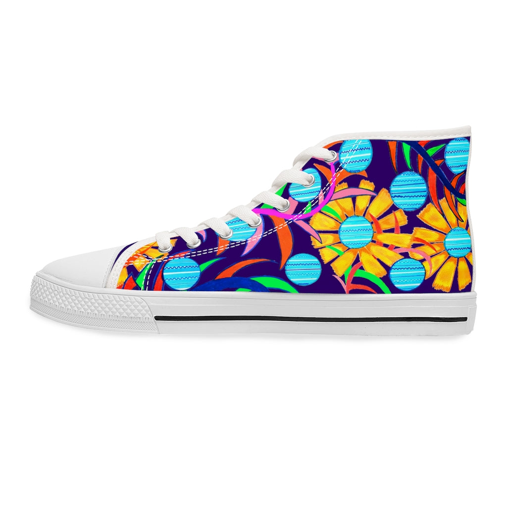 Ink Sunflower Women's High Top Sneakers