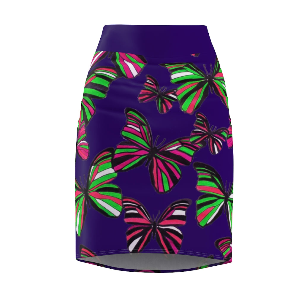 Violet Butterflies Pencil Skirt