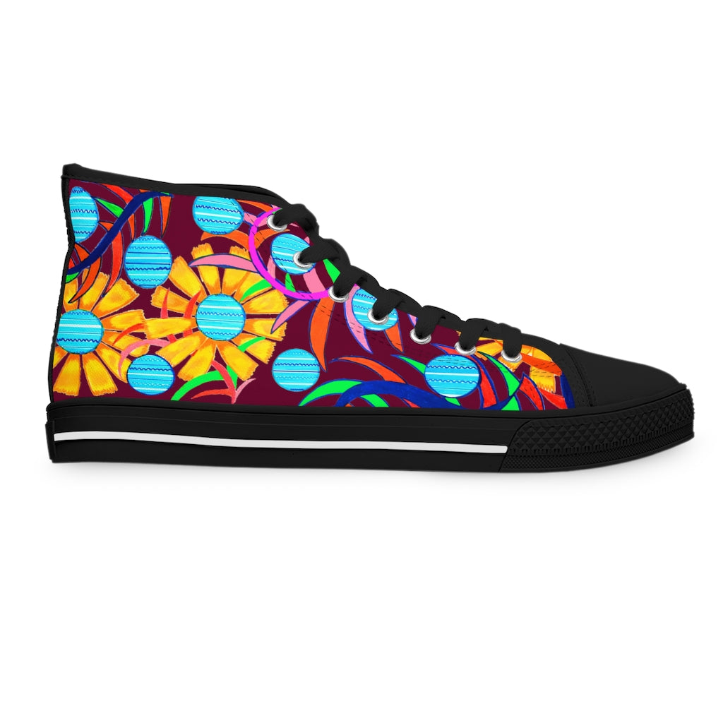 Marsala Sunflower Women's High Top Sneakers