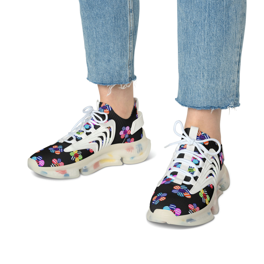 Black Candy Floral Printed OTT Women's Mesh Knit Sneakers