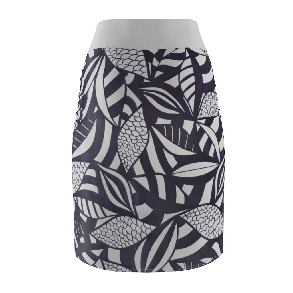 Tropical Minimalist Slate Pencil Skirt