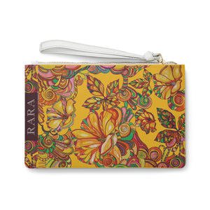 Yellow Artsy Floral Clutch Bag
