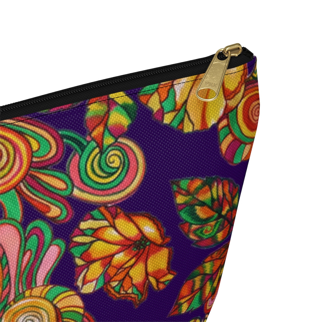 Violet Artsy Floral Accessory Pouch