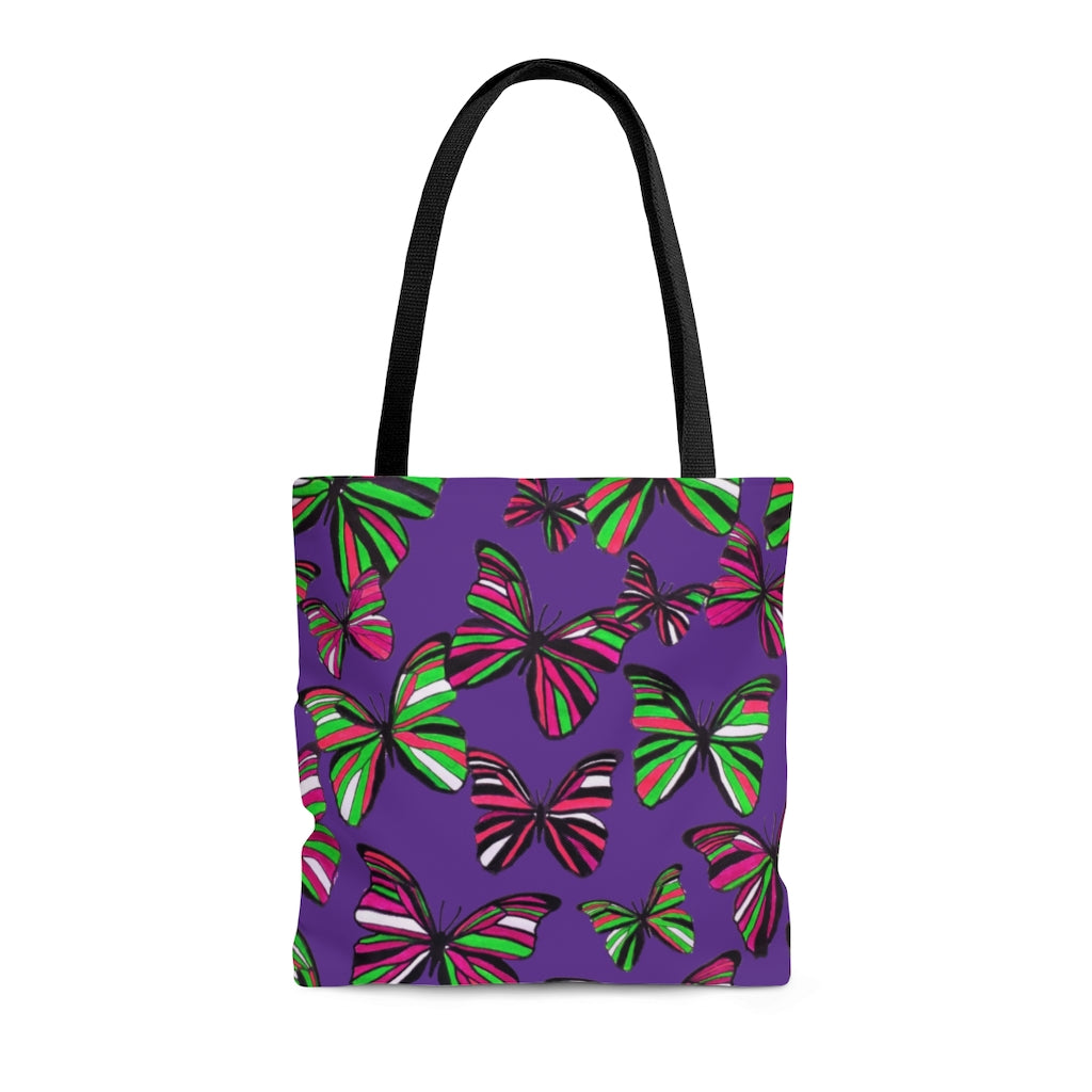 AOP Butterflies Purple Tote Bag