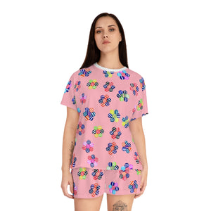 blush geometric floral shorts & t-shirt pajama set