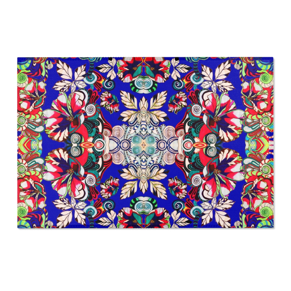 Artsy Floral Pop Royal Blue Area Rug