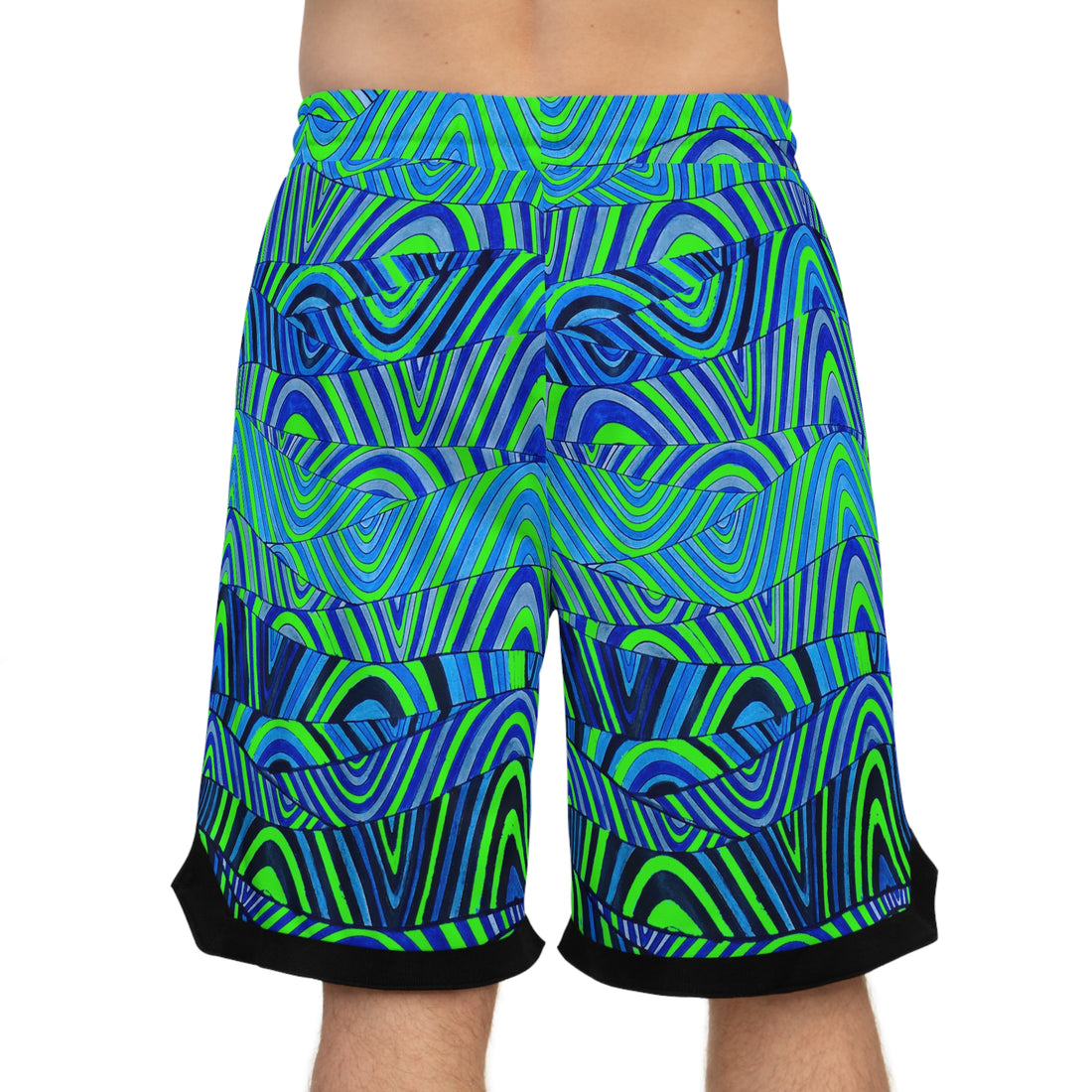 Neon Green Sonic Basketball Rib Shorts (AOP)