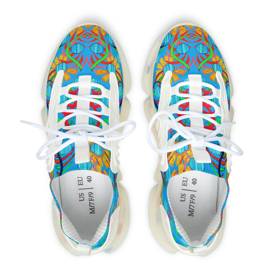 aqua women's mesh knit sunflower printed sneakers