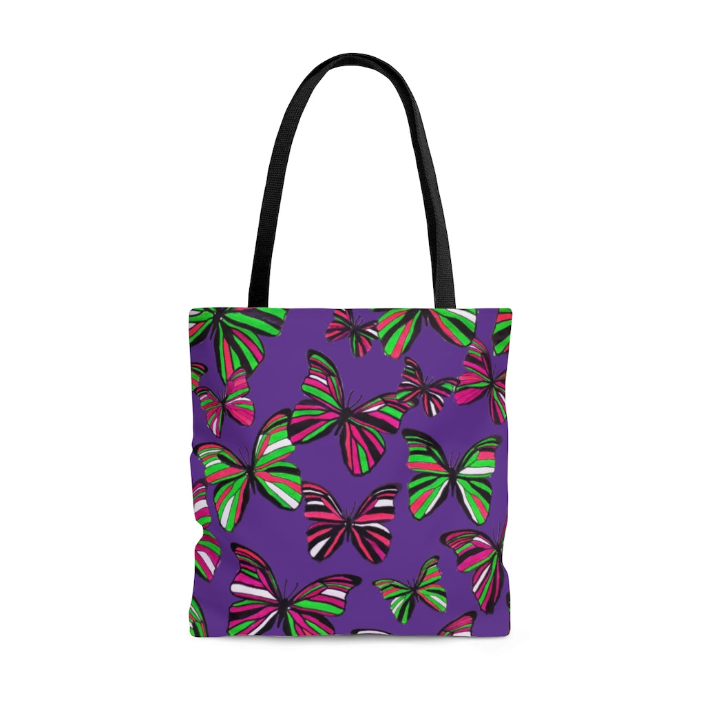 AOP Butterflies Purple Tote Bag