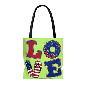 AOP American Love Lime Tote Bag