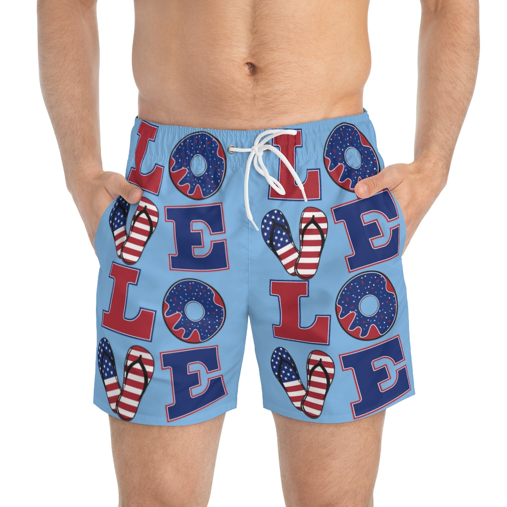 Men's American Love Sky Swimming Trunks