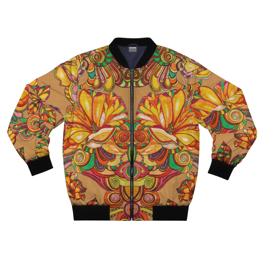 tussock men's wear bomber jacket in artsy floral print