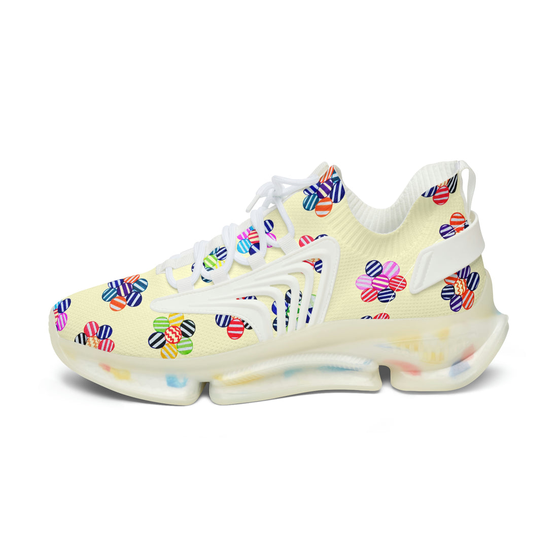 Cream Candy Floral Printed OTT Women's Mesh Knit Sneakers
